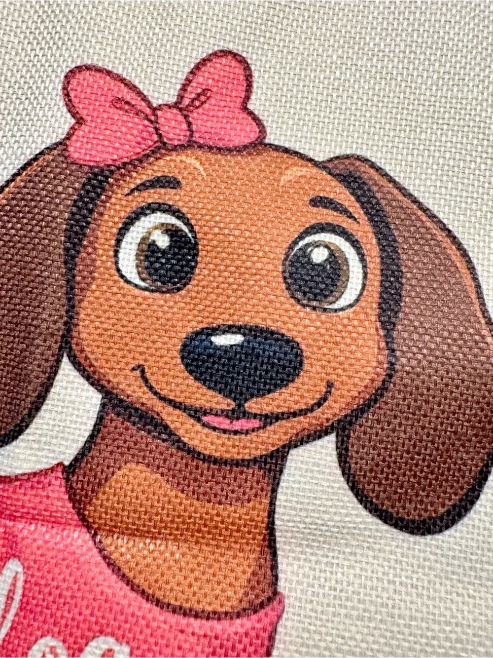 New Adorable Hot Dog Dachshund Shopping Bag Purse Tote w/ Pink Charm - 15.75”